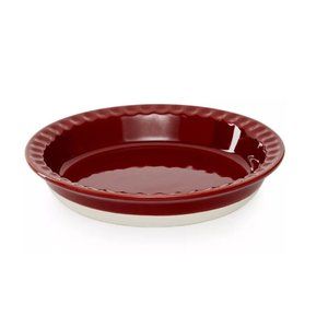 Martha Stewart 9 Inch Ceramic Pie Baking Dish Cranberry Color New in Box